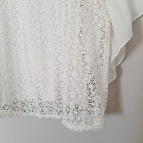 STELLA & DOT Gertie Crochet Eyelet Lace Blouse Boho Top White Sz L - Picture 5 of 12